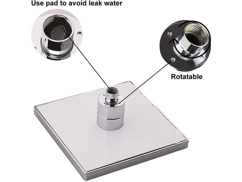 Pommeau de douche led carré 7 couleurs changeant le débit d'eau 8 pouces abs chrome 12 pièces led pour salle de bain - rw  - Conforama B