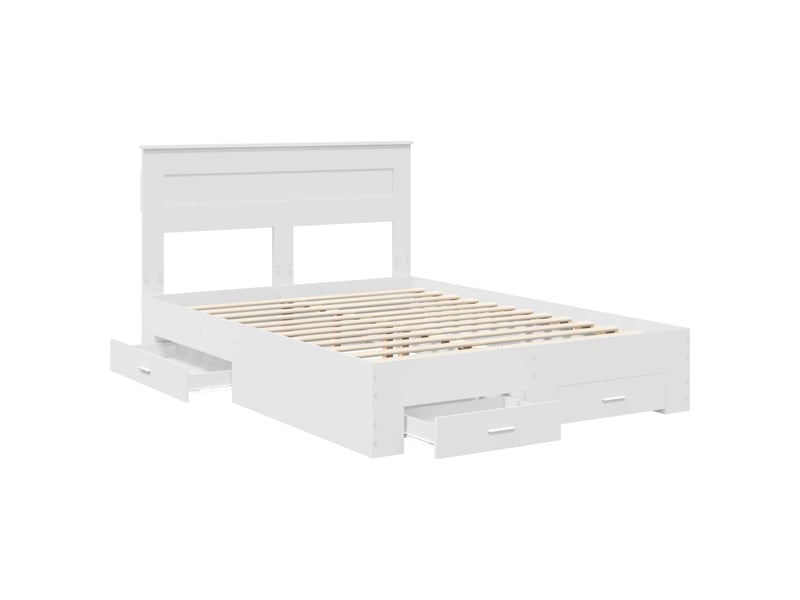  Lit double- lit adulte -  cadre de lit avec tiroir blanc 160 x 200 cm bois d'ingénierie  - Conforama D
