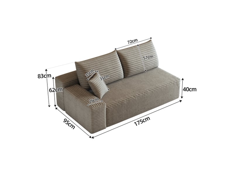  Canapé 2 places gauche camel – modèle y165, design contemporain  - Conforama C