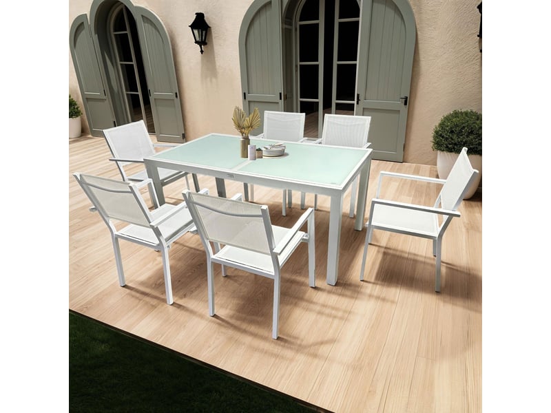  Lot de 2 fauteuils en aluminium et textilène coloris blanc  - Conforama E