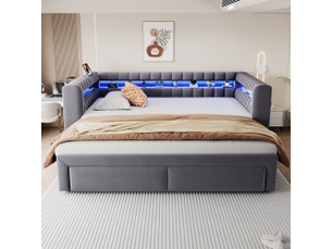 Lit gigogne 90x190 cm <strong>DZMDIP</strong> <strong></strong> coloris gris