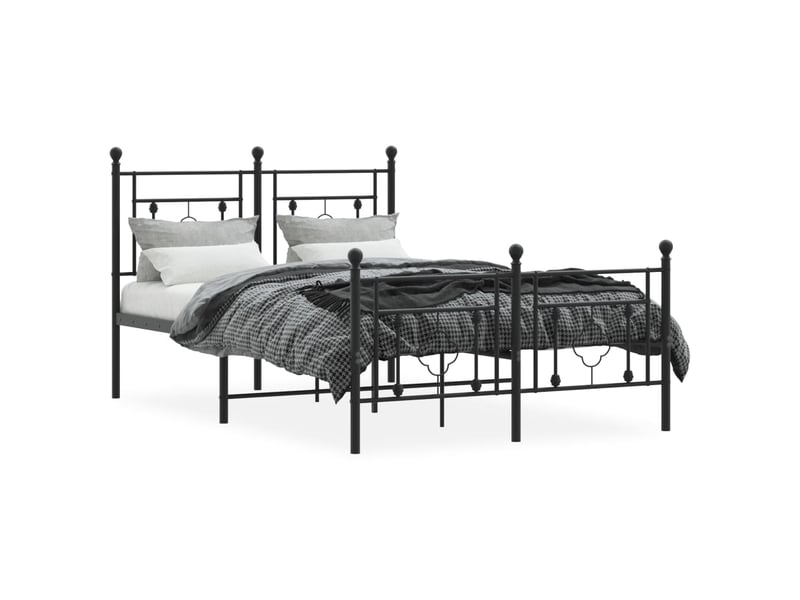 Lit double- lit adulte - cadre de lit métal sans matelas avec pied de lit noir 120x190cm - Conforama B