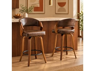 tabouret de bar  <strong>STILVORA</strong>  - marron hauteur d'assise 66 cm vendu Par paire