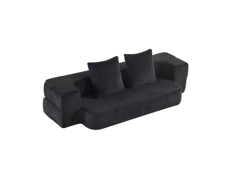Canapé convertible 2 places 190x102x42 cm en mousse coloris noir - Conforama A
