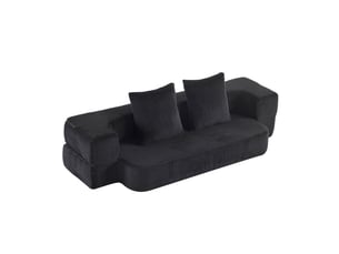 Canapé convertible 2 places 190x102x42 cm en mousse coloris noir