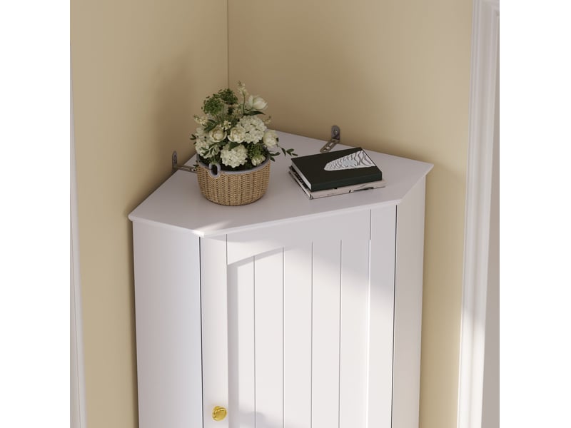  Armoire d'angle 42x42x166 cm 2 portes et tablettes réglables mdf blanc  - Conforama D