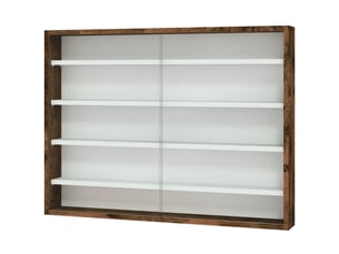 Vitrine murale pour objets de collection 5 étagère réglables en hauteur et 2 portes coulissantes 80 x 9,5 x 60 cm marron
