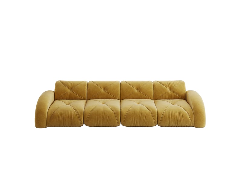  Canapé modulaire 4 places sans structure jaune en chenille 358 x 95 x 76 cm  - Conforama A