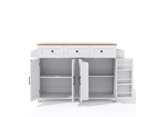 Îlot de cuisine 140x43x90,5 cm plateau pliant mdf blanc et naturel