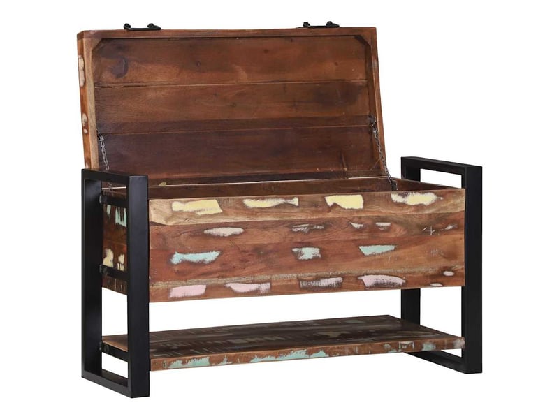  Boîte de rangement, coffre de rangement multicolore bois massif de récupération  - Conforama A