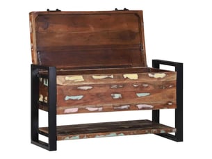 Boîte de rangement, coffre de rangement multicolore bois massif de récupération