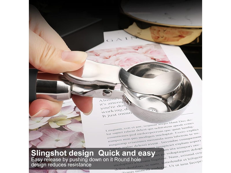 Cuillère à glace avec éjecteur, cuillère à glace 304 en acier inoxydable, cuillère à crème glacée réutilisable ice cream scoop - Conforama D
