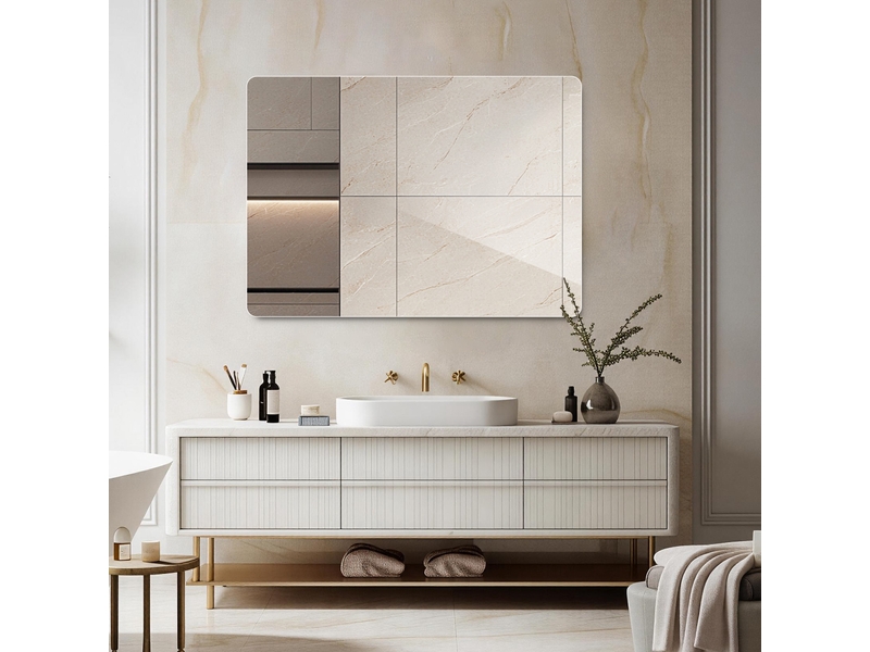  Miroir mural sans cadre à coins arrondis en verre 60 x 80 cm W3700P436496 - Conforama B