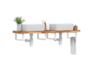 Étagère de vasque | étagère murale acier et bois massif d'acacia shl714