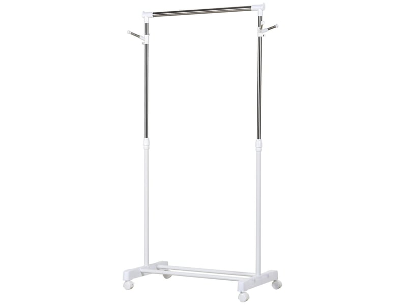  Portant à vêtements réglable en acier argent et blanc 68,5 x 42 x 87-145 cm  - Conforama A