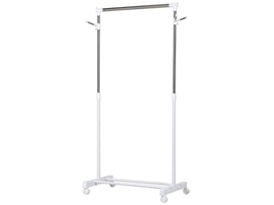 Portant à vêtements réglable en acier argent et blanc 68,5 x 42 x 87-145 cm