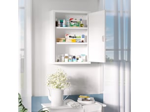 Armoire à pharmacie murale 40 x 15 x 53,5 cm blanche en acier, verrouillable avec 3 compartiments