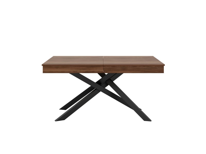 Table à manger 140180 x 80 cm plateau épaissi extensible table de cuisine 6 à 8 places forme rectangulaire pieds en métal style épuré coloris noyer - Conforama D