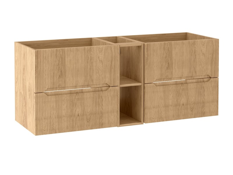Meuble sous vasque suspendu avec étagère 4t novo l.140 cm effet chêne hikora - Conforama A