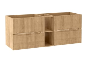 Meuble sous vasque suspendu avec étagère 4t novo l.140 cm effet chêne hikora