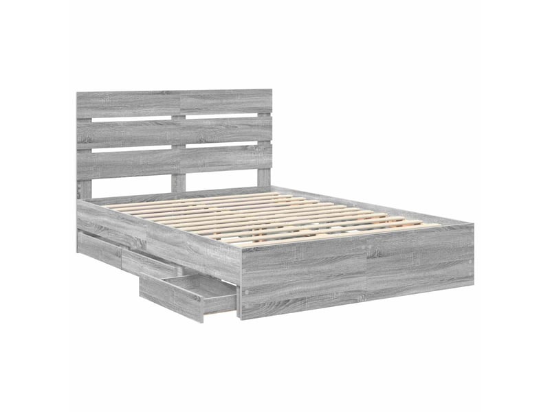 Lit double- lit adulte - cadre de lit gris sonoma 150 x 200 cm bois ingénierie - Conforama D