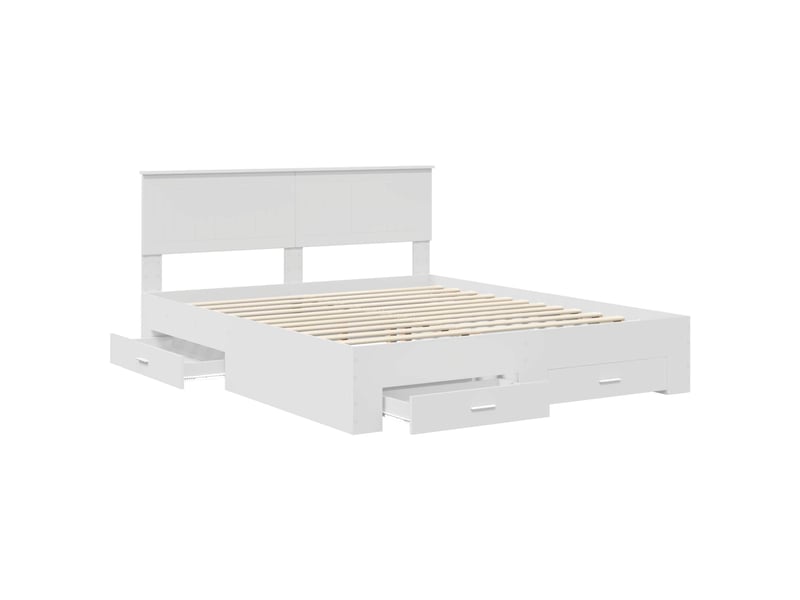  Lit double- lit adulte -  cadre de lit avec tiroir blanc 160 x 200 cm bois d'ingénierie  - Conforama D