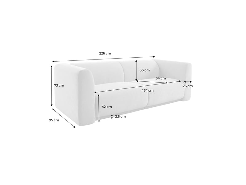  Canapé 3 places tissu taupe clair - kosmo  - Conforama D