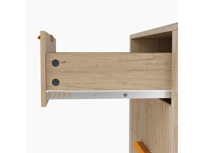  Table de chevet 3 tiroirs avec prise intégrée 60x40x60 cm chêne clair  - Conforama R