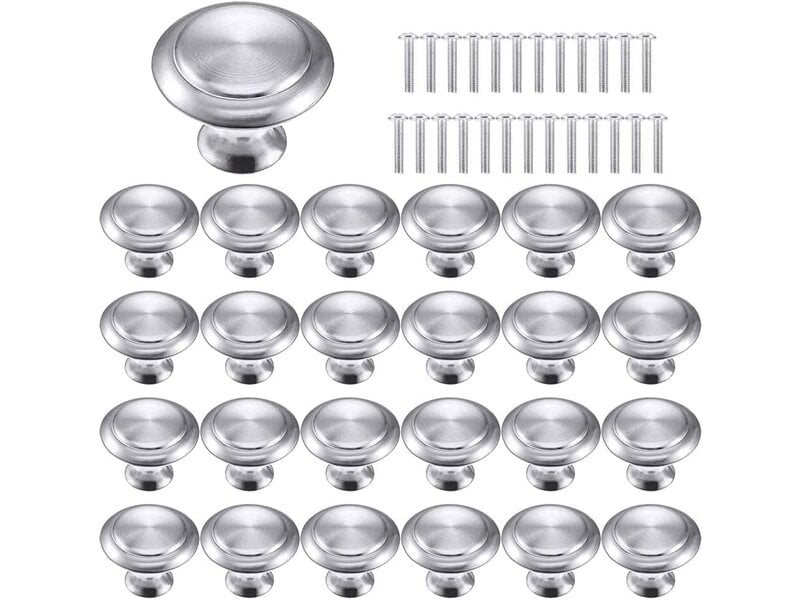  Lot de 25 boutons en acier inoxydable, poignées rondes à un seul trou pour cuisine et meubles avec vis  - Conforama B