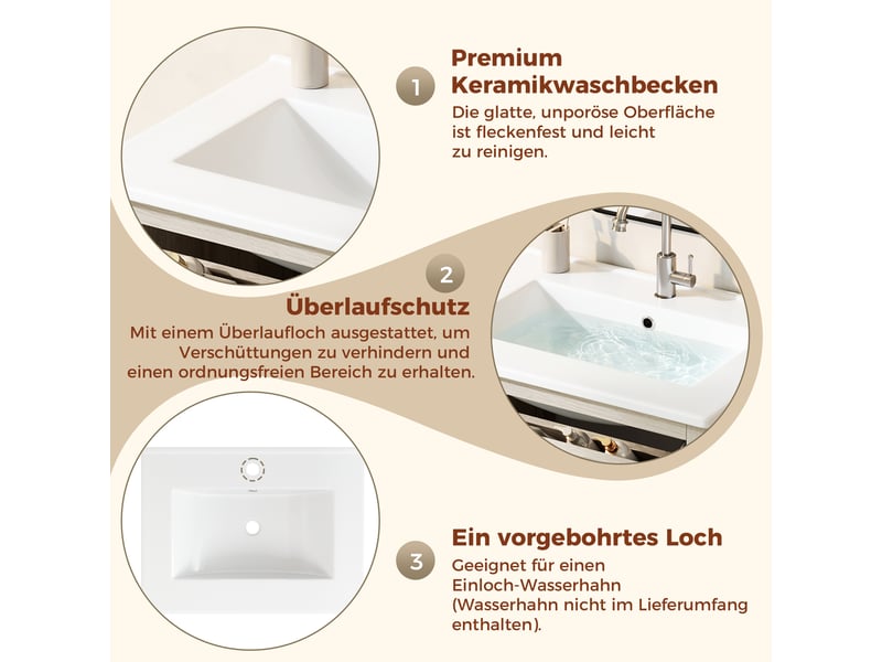  Meuble salle de bain 61 cm meuble sous vasque rotin bois naturel  - Conforama C