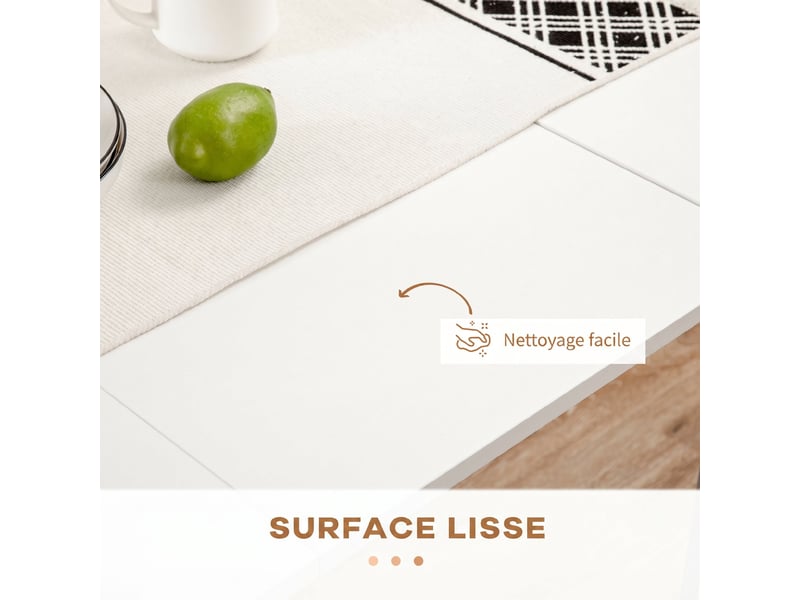  Table à manger pliante, table pliante cuisine extensible jusqu'à 6 personnes, pour petits espaces, salle à manger, blanc  - Conforama R