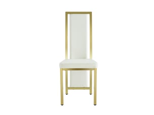 4 chaises de salle à manger minimalistes européennes – cuir pu blanc, cadre en métal doré, bord doré, hauteur 109 cm