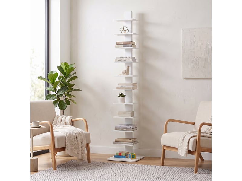  Bibliothèque moderne à 11 niveaux, style industriel, gain de place, 34,5 x 41,5 x 163,5 cm, blanche  - Conforama D