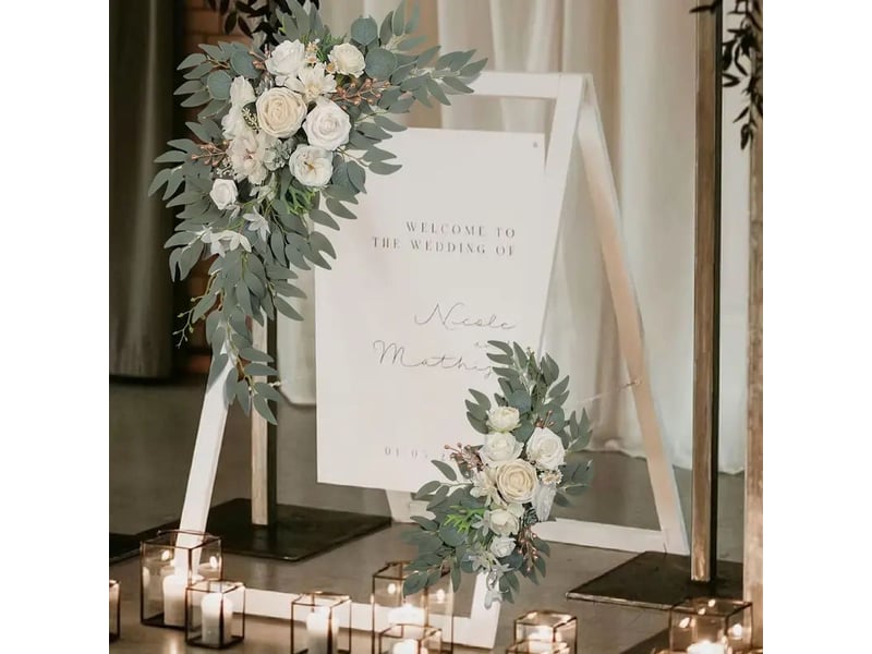  Kit de fleurs artificielles pour arche de mariage (un ensemble) convient pour la décoration de la cérémonie et de la réception de mariage (blanc)  - Conforama E
