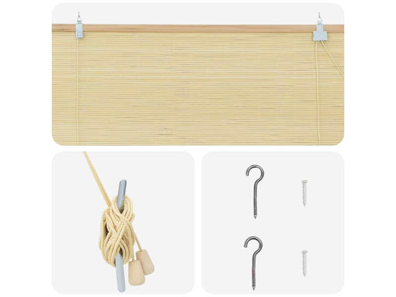  Store enrouleur, store à rouleau naturel 40 x 220 cm bambou cf45378  - Conforama D