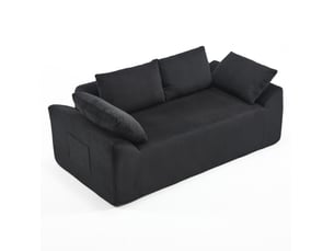 Canapé droit compressé fixe OKWISH 2 places Tissu noir