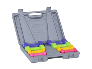 Coffret de 4 paires d'haltères 41x30x8 cm avec mallette métal gris