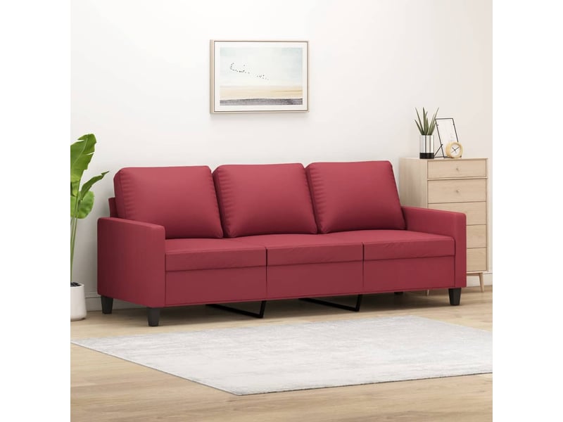  Canapé droit fixe, canapé à 3 places rouge bordeaux 180 cm similicuir shl3085  - Conforama B