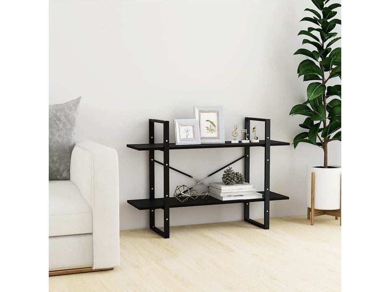  Bibliothèque à 2 niveaux, armoire à livres noir 100x30x70 cm bois de pin massif  - Conforama B