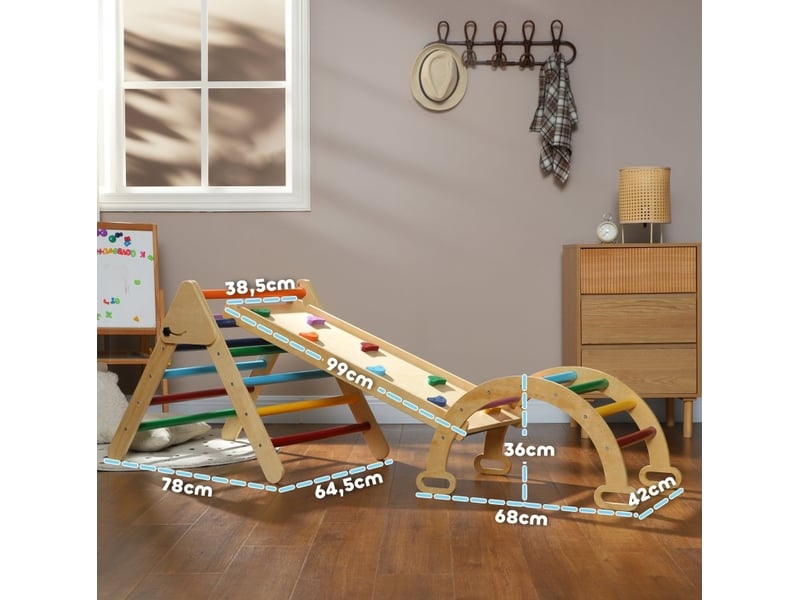  Structure d'escalade intérieure 5 en 1 178x64,5x59 cm bois multicolore  - Conforama D