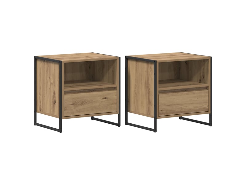 Table de chevet 2 pièces chêne artisan 50 x 39,5 x 50 cm - Conforama A