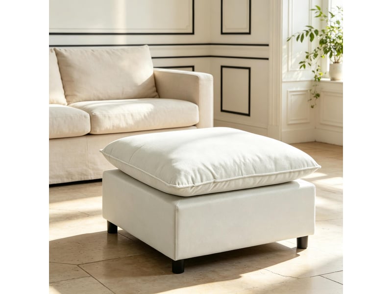  Repose-pieds carré pour le salon, pouf avec pieds en plastique, pouf pour la chambre et l'entrée 838-620V01GY - Conforama E