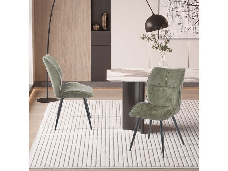 Faye - lot de 2 chaises en tissu vert pieds en métal noir FAYE-2-VER - Conforama B