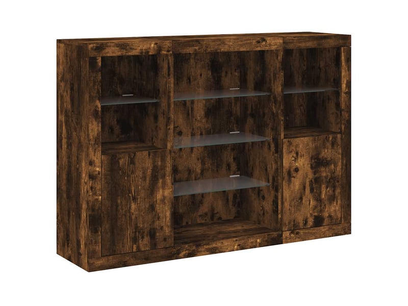  Buffets avec lumières led 3 pcs - bahut - meuble de rangement chêne fumé bois d'ingénierie  - Conforama E