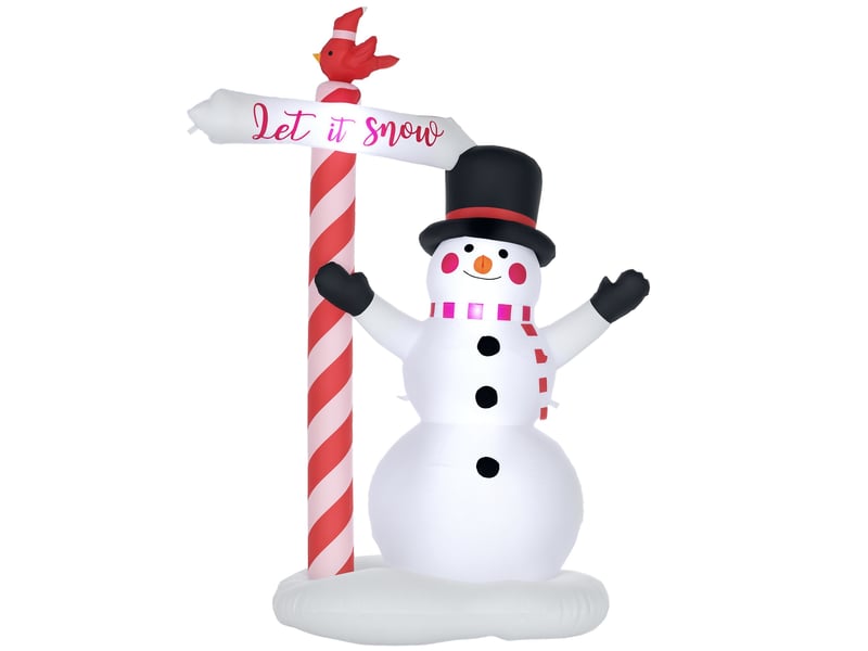  Bonhomme de neige gonflable avec pancarte 3 led polyester imperméable hauteur 213 cm blanc  - Conforama A