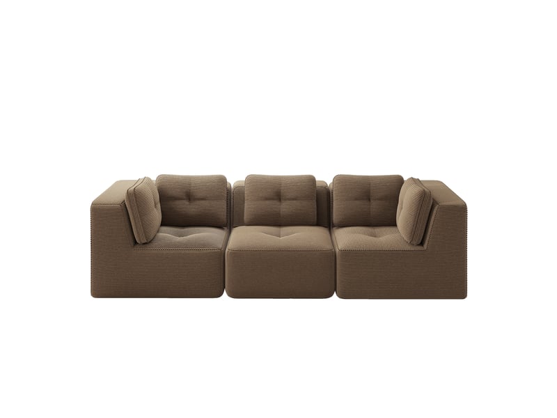 Canapé droit modulable 3 places velours côtelé marron – 297 x 104 x 69 cm Fay Lum - Conforama A