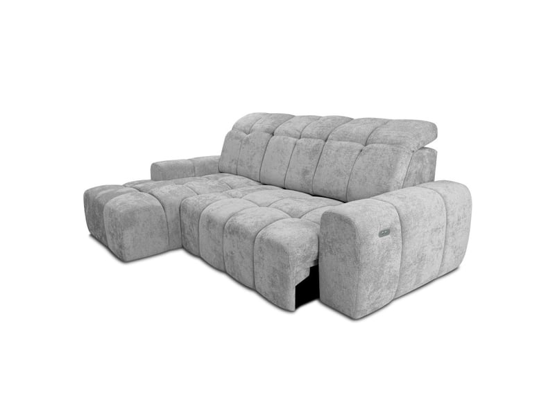  Canapé d'angle gauche relax krabi avec coffre tissu kiara gris clair KRABI-M-KIA865-L - Conforama D