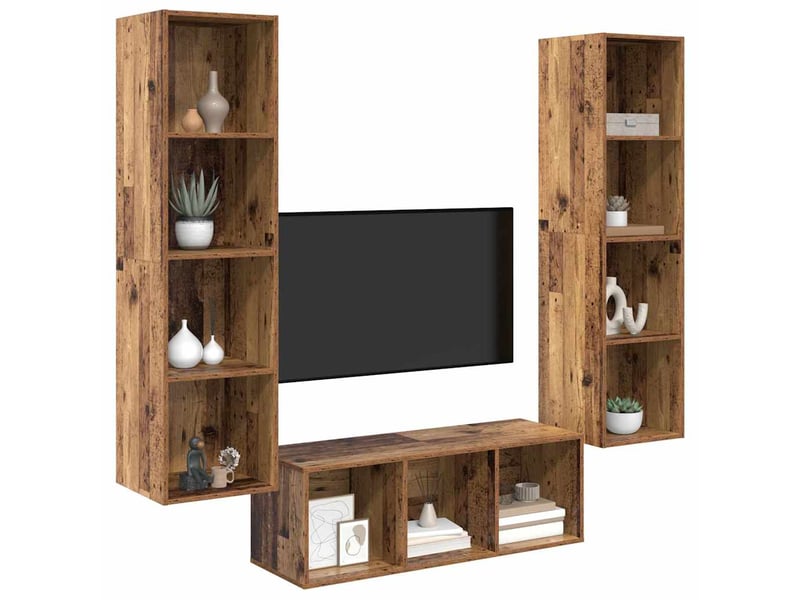  Ensemble meuble tv - banc tv - meuble de rangement 3 pcs bois ancien bois d'ingénierie  - Conforama C