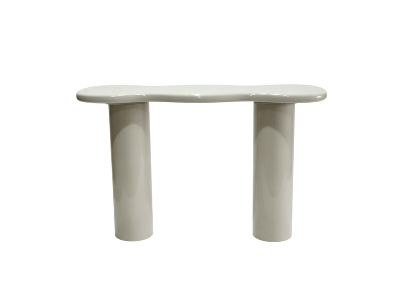  Console en mdf laquée couleur latte crémeuse brillant  - Conforama A