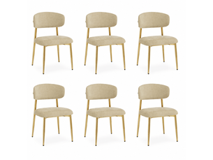 Lot de 6 chaises de salle à manger modernes 51x50x81cm - chaises rembourrées avec piétement doré, charge 125kg, style élégant - marron et doré